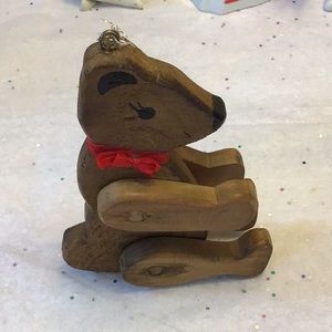 Vintage Teddy Bear Ornament Handmade wood moveable joints 6”